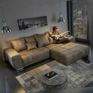 Modernes XXL Sofa ELEGANCIA 285 cm Beige inkl. Kissen BigSofa MegaSofa Couch
