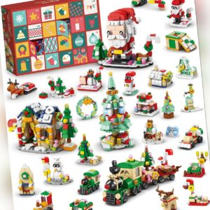 Adventskalender 2023 kinder, Adventskalender Bausteine Toy, 24 Tage Weihnachts-C