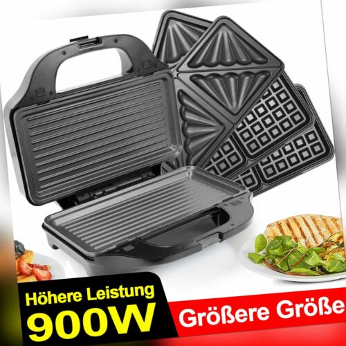 SUPERLEX 3 in 1 Sandwich Maker 900Watt Toaster Waffeleisen Kontaktgrill Panini