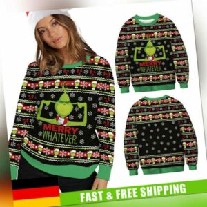 Damen Herren Grinch-Weihnachtspullover Pulli Ugly Sweater Weihnachten Sweatshirt