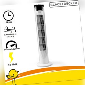 Black & Decker BXEFT 47 E Turmventilator, Timer, Oszillation, 81 cm Höhe