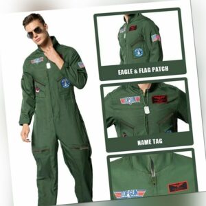 Karneval Fasching Pilot Flieger Kostüm Verkleidung ARMY Kampfpilot TopGun Gr. XL