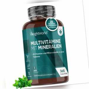 Multivitamin Tabletten - 365Stk - 25 Vitamine & Mineralien in 1 Tablette - Vegan
