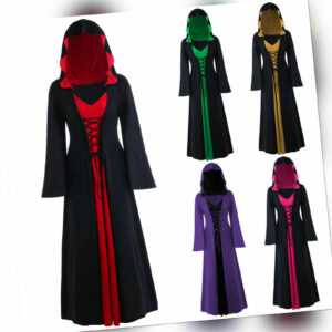 Damen Hexe Kleid Halloween Hexen Kostüm Mit Kapuze Kleid Mit Kapuze Mottoparty -