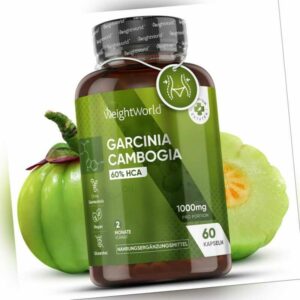 Garcinia Cambogia Pure Kapseln - 60Stk - 1000mg Garcinia Fruchtextrakt - Vegan