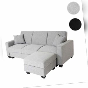 Sofa HWC-H47 mit Ottomane, Couch Gästebett, Schlaffunktion Stauraum 217x145cm