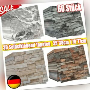 60x 3D Selbstklebend Tapeten Steinoptik Wandpaneele Ziegelstein Wandaufkleber DE