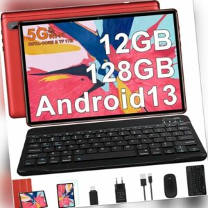 FACETEL Tablet 10 Zoll Android 13 PC mit 5G WLAN Octa-Core 12GB RAM + 128GB ROM