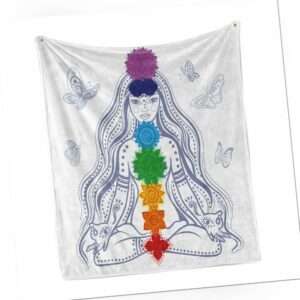 Chakra Weich Flanell Fleece Decke Yoga Meditation Lotus Pose