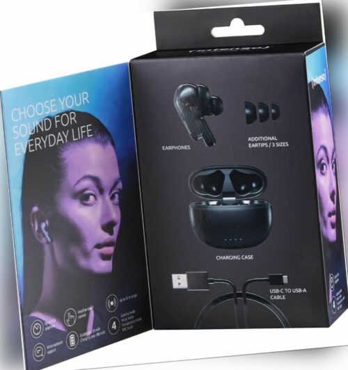 Intenso True Wireless Kopfhörer T300A Bluetooth Buds mit Akku schwarz