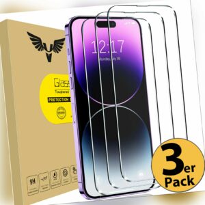 3x Echt Glas für iPhone 15 14 13 12 11 8 X SE XR Pro Max Mini Panzerfolie Schutz