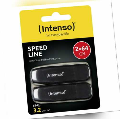 Intenso USB Stick 64GB Speicherstick Speed Line schwarz USB 3.2 2er Pack