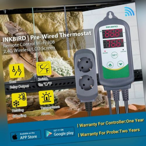 Inkbird Wifi Thermostat Temperaturregler ITC-308 Heizen Kühlen Regler Steckdose