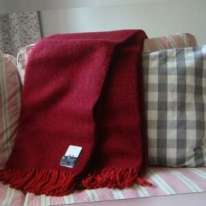 D&T Design Dicke Wolldecke Schurwolle Webmuster Dunkelrot Rot bei