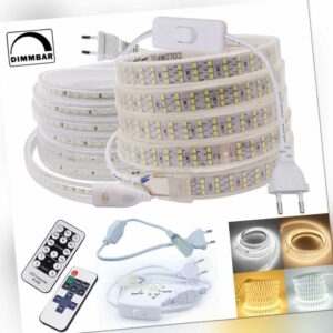 LED Streifen Stripe Wasserdicht 2835 Dimmbar Lichtschlauch Lichtband 220V 230V