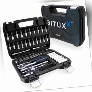 Bituxx Werkzeugkoffer 53 tlg Knarrenkasten 1/4" Ratschenkasten Nusskasten