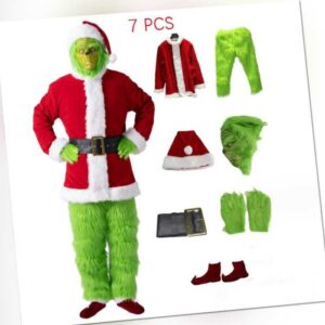 Das Grinch Kostüm Weihnachten Cosplay Adult Santa Kostüm Outfits Set + Maske