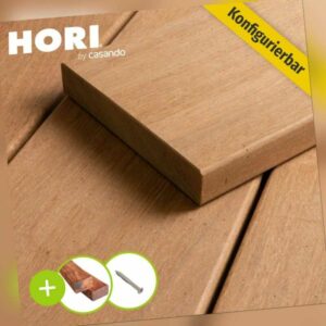 HORI Terrassendielen Bangkirai Premium Komplettset Diele Massiv Holz Glatt + UK