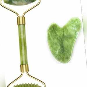 🍀 100% Jade Roller Set🍀,Gua Sha MassagegeräT, Natü Rliche Jaderolle Anti-Aging