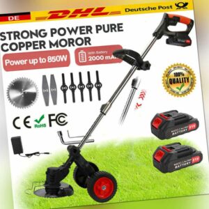 21V 850W Akku-Rasentrimmer mit 2 Akkus Motorsense Freischneider Kantenschneider