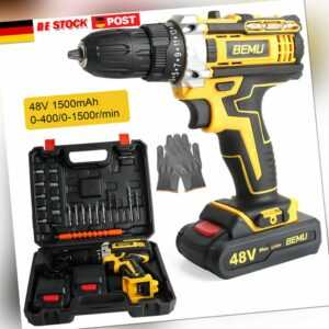 3 in 1 Akku-Schlagbohrschrauber 21V Akkuschrauber Set in Koffer Mit 2 Akkus DHL