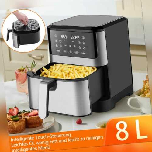 8L Heißluftfritteuse Fritteuse Heißluft Digitale Edelstahl Air Fryer Backen