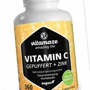 (92,48€/kg) Vitamin C gepuffert 1000mg+ Zink 20mg vegan 6 Monate Made in Germany
