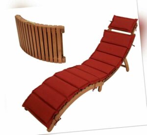 Gartenliege Sonnenliege Klappliege  PANAMA Akazie Holz mit Auflage rot, 2. WAHL