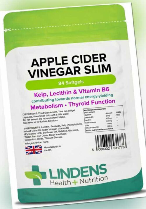 Lindens Apfelwein Essig Kapseln Lecithin B6 Seetang schnelle Freisetzung