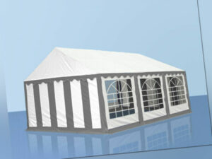 4x6m PVC Partyzelt Bierzelt Zelt Gartenzelt Festzelt Pavillon grau-weiß NEU