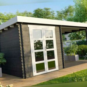 Gartenhaus Holzhaus Gerätehaus Blockhaus 5x2,5m 28mm mit Fußboden