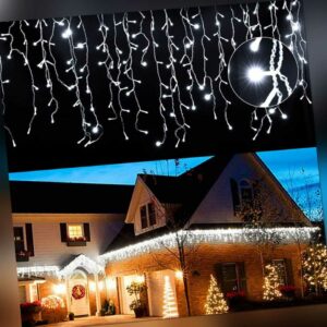 LED Eisregen Lichterkette Vorhang Außen Eiszapfen Weihnachtsdeko 200/400/600 LED