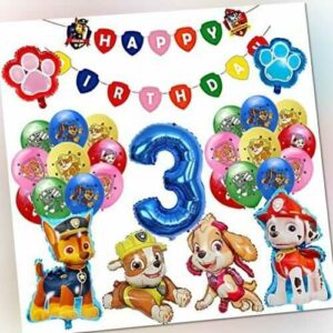 Paw Dog Patrol Geburtstag Deko RANJIMA 3 Jahre Luftballons Kinder Party Luftb...
