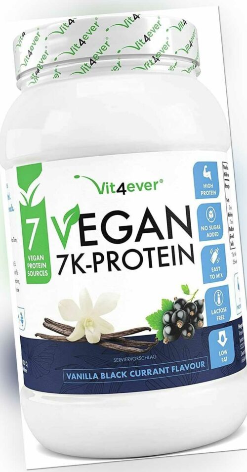 VEGAN 7K-Protein - 1kg / 1000g pflanz. Eiweiß aus 7 Quellen Vanille-Johannisbeer