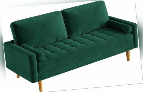 3-Sitzer Sofa Velvet Bequeme Sitzcouch mit Woodbeinen Couch 176x 78x 85 cm Grün