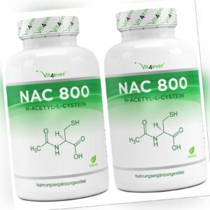 NAC - N-Acetyl L-Cystein 360 Kapseln á 800 mg - Hochdosiert + Vegan 12 Monate
