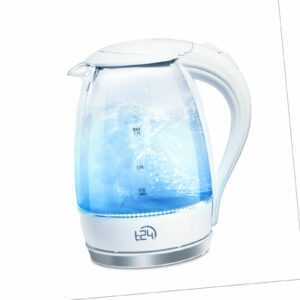 T24 LED Glas Wasserkocher 1,7 Liter mit LED-Beleuchtung, Wasserkocher Glas, Weiß