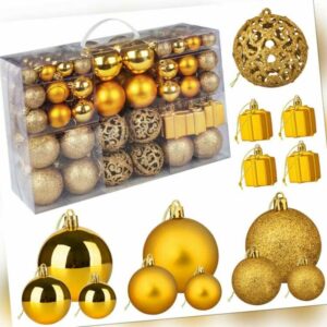 105 Stück Weihnachtskugeln Weihnachtsbaum Deko Gold Christbaumkugeln Baumschmuck