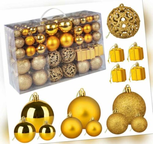 105 Stück Weihnachtskugeln Weihnachtsbaum Deko Gold Christbaumkugeln Baumschmuck