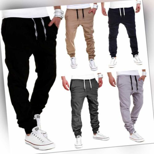 Herren Jogger Chino Hose Jogger Jeans Cargohose Jogginghose Low Crotch Pants NEU