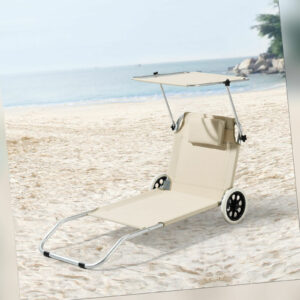 B-WARE Sonnenliege Gartenliege Strandliege Transportliege mit Sonnendach Rollbar