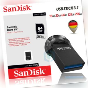 Sandisk Ultra Fit USB Stick 3.1 Flash 16GB 32GB 64GB 128GB 256GB Speicher Mini