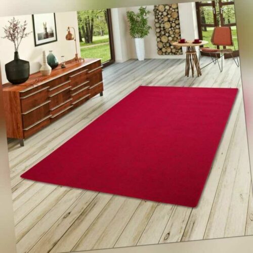 Feinschlingen Velour Teppich Strong Rot