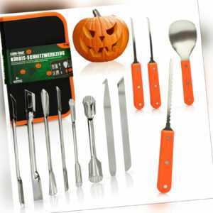 12-teiliges Kürbis Schnitz-Set für Halloween - Schneide-Werkzeuge zum Aushöhlen