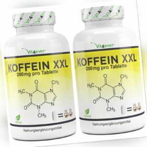 2x Koffein XXL =  1000 Tabletten 200mg 100% Coffeine  vegan + Hochdosiert