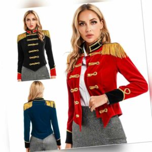 Damen Zirkusdirektor Kostüm Militärisch Frack Blazer Jacke Weihnachten,Halloween