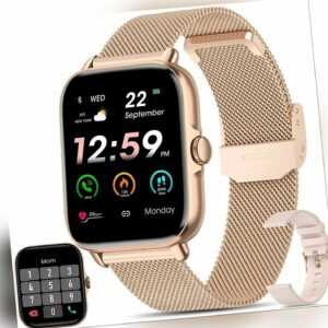 Smartwatch Damen mit Telefonfunktion Watch 1,7" Display für Android & iOS - Gold