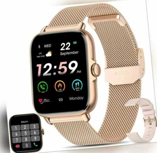 Smartwatch Damen mit Telefonfunktion Watch 1,7" Display für Android & iOS - Gold