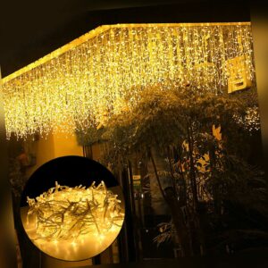 LED Eisregen Lichterkette Vorhang Außen Eiszapfen 400 LEDs Warmweiß Weihnachten