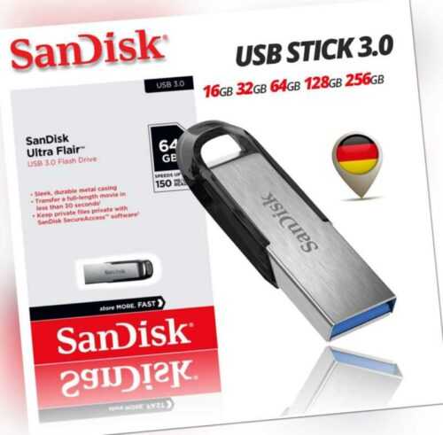 SanDisk Ultra Flair USB 3.0 USB Stick 16GB 32GB 64GB 128GB Flash Drive Speicher